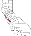 State map highlighting San Benito County