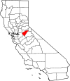 State map highlighting Calaveras County