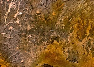 Satellite image of the volcanic field on Tarso Tôh