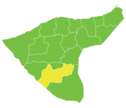 موقع ناحية شدادة في محافظة الحسكة