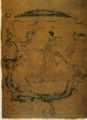 Silk painting of a man riding a dragon, 6th century BC.