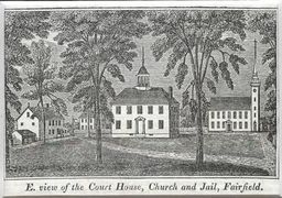 Historical Woodcut from c1840 Showing Old Town Hall and Town Green