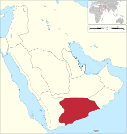 Map of Hadhramaut in the Arabian Peninsula