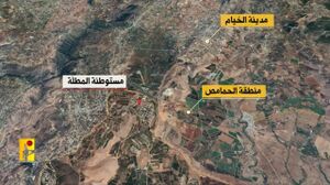 موقع بلدة الخيام ومنطقة الحمامص ومستوطنة المطلة على الحدود اللبنانية الإسرائيلية