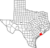 State map highlighting Matagorda County