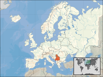 Location of صربيا والجبل الأسود