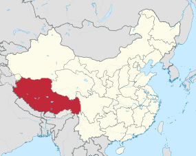 خريطة تبين موقع منطقة التبت الذاتية