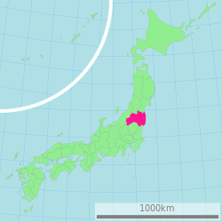 خريطة اليابان، مبين فيها فوكوشيما