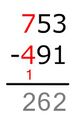 The difference is written under the line.
