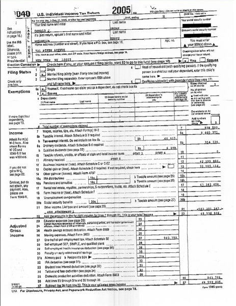 ملف:Donald John Trump - 2005 Summary Tax Pages.pdf