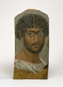 Al Fayum mummy portrait, Roman Egypt, ح.175 م