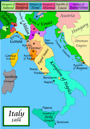 خريطة إيطاليا في 1494
