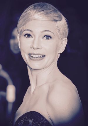A sepia tone picture of Michelle Williams posing for the camera