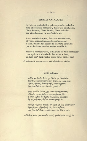 ملف:Textes catalans avec leur transcription phonétique (1915).djvu