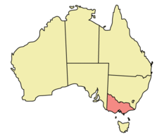 Map of Australia with ڤيكتوريا Victoria highlighted