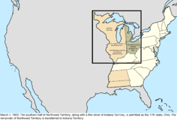 Map of the change to the United States in central North America on March 1, 1803