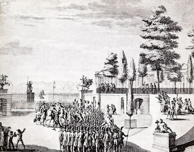 Republican coup d'état of September 4, 1797. Arrest of General Pichegru and other royalist leaders of the legislature by the army at the Tuileries Palace.
