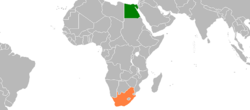 Map indicating locations of Egypt and South Africa