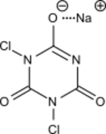 Sodium dichloroisocyanurate structure.svg