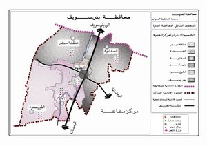 خريطة توضح التقسيمات الادارية في مركز العدوة.