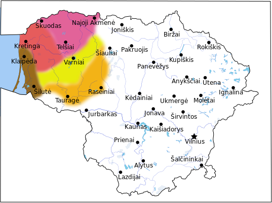 ملف:Map of Samogitian dialect.svg