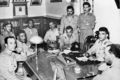CAIRO, EGYPT - 1952: Meeting of the Egyptian "Free Officers" in Cairo in 1952. The Free Officers forced King Faruq 23 July 1952 to leave the throne and replaced him by his son King Fouad. Mohammed Nagib (2R) Gamal Abdel Nasser (3R) Anwar al-Sadat (From 4L). Others are unidentified. (Photo by AFP/Getty Images)