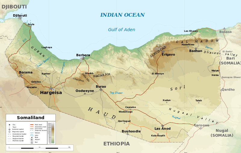 ملف:Geographic map of Somaliland.svg