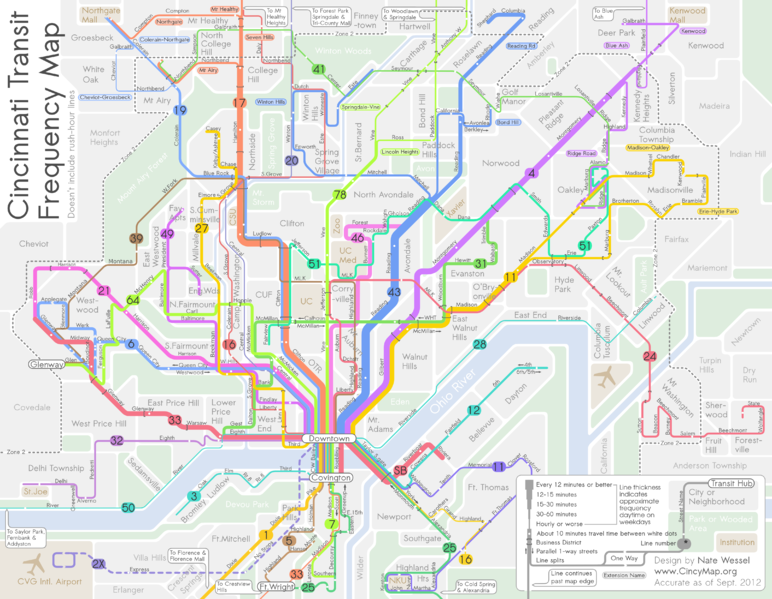 ملف:Cincinnati Transit Frequency Map.png
