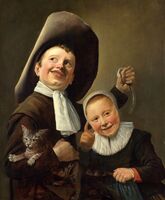 Judith Leyster, A Boy and a Girl with a Cat and an Eel; various references to proverbs or emblems have been suggested.[54]