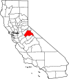 State map highlighting Tuolumne County