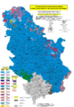 Serbs (blue) in Serbia (2002 Census data for Central Serbia and Vojvodina)