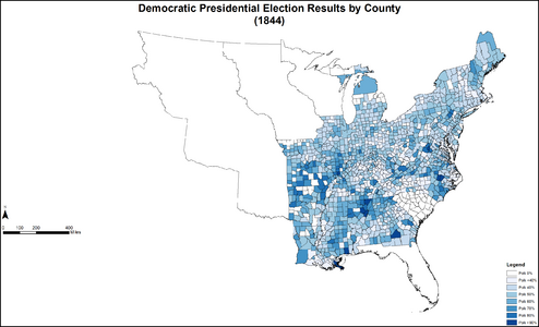 Results by county, shaded according to percentage of the vote for Polk