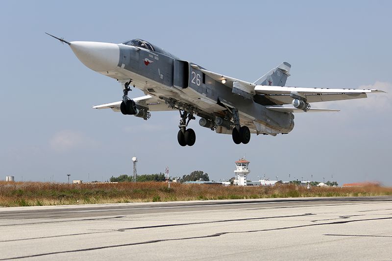 ملف:Russian Air Force Sukhoi Su-24 at Latakia Air Base.jpg
