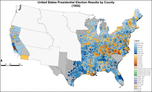 Map of presidential election results by county