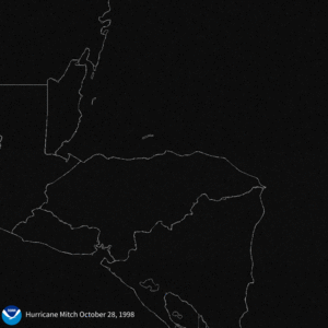 Satellite animation of a large tropical cyclone moving over Central America
