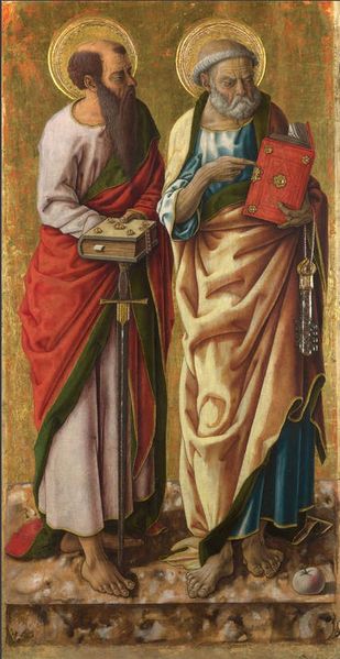 ملف:Carlo crivelli, Santi Pietro e Paolo, 87x44 cm, Londra, National Gallery.jpg