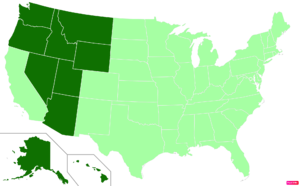 الولايات في الولايات المتحدة من قبل المسيحيين غير البروتستانت وغير الكاثوليك (على سبيل المثال المورمون، شهود يهوه، الروم الأرثوذكس) وفقاً لمسح المشهد الديني لـ مركز پيو للأبحاث لعام 2014. [151] الولايات التي بها عدد سكان مسيحي غير كاثوليكي / غير بروتستانتي أكبر من عدد سكان الولايات المتحدة ككل باللون الأخضر الكامل.