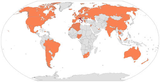 ملف:Countries and territories with COVID-19 cases linked directly to Italian cluster.svg