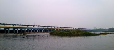 A panoramic view of Chamravattom Regulator-cum-Bridge