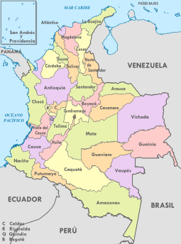 Departments of Colombia with names