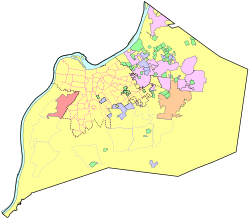 تمثل الأراضي باللون الأصفر "توازن" سكان لويفيل.