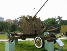 A Soviet 37mm automatic air-defense cannon used by the Viet Minh during the battle.