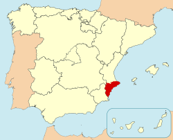 Map of Spain with highlighted
