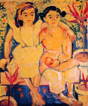 لوحة الشقيقتان لنازك حمدي