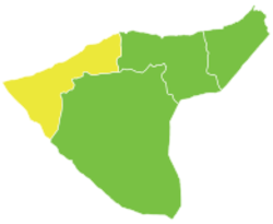 موقع منطقة رأس العين في محافظة الحسكة