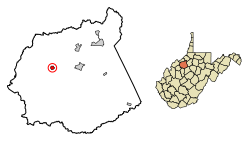 Location of Cairo in Ritchie County, West Virginia.