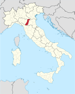 Map highlighting the location of the province of Modena in Italy