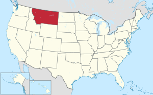 خريطة الولايات المتحدة، موضح فيها Montana