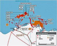 توزيع احتياطيات الغاز الطبيعي في مصر، نفطگاز، الاتحاد الاوروبي، 2010.