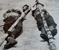 Two corpses and a decapitated head belonging to guerrillas killed by the Queen's Own Royal West Kent Regiment.